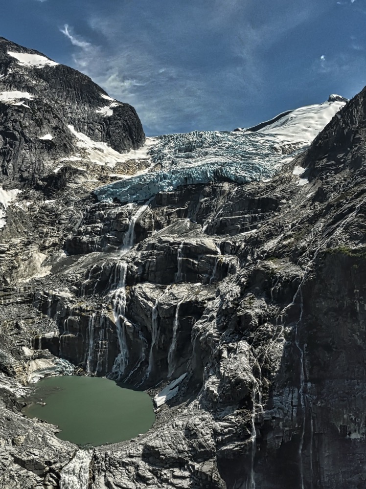 Glacier Melt seen from helicopter. Powell River, British Columbia