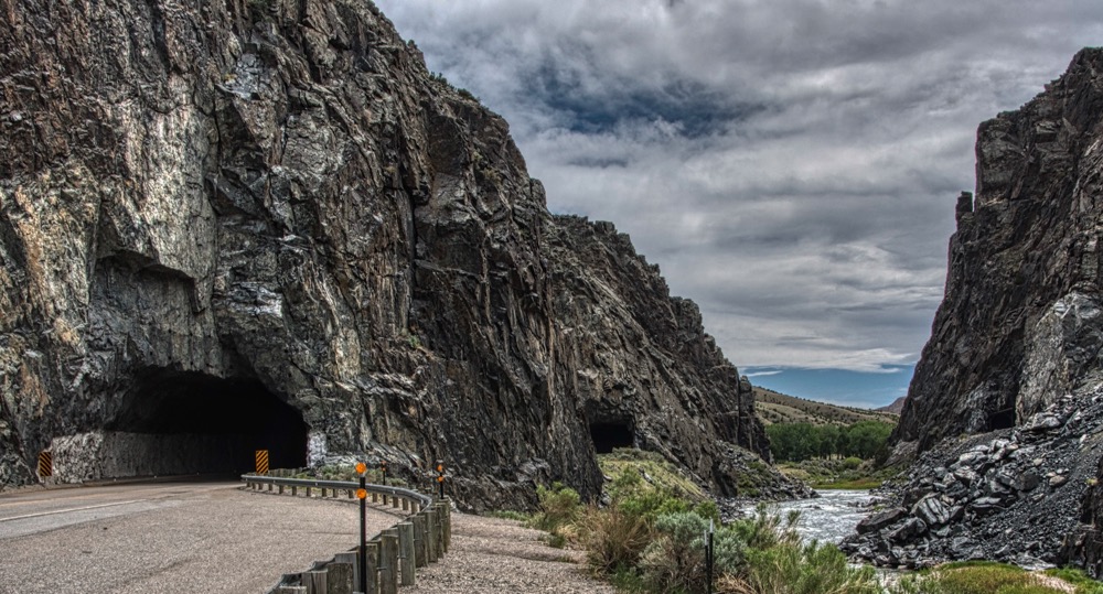 Three tunnels, western Wyoming along the Shoshone River